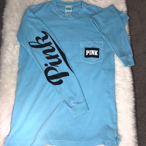 PINK blue long sleeve t-shirt